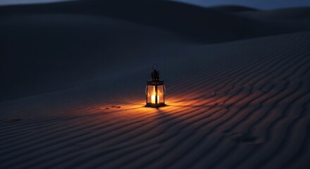 Fototapeta premium Dark desert, lantern light