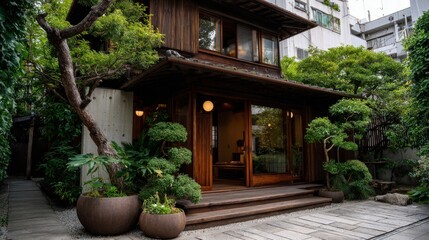 Fototapeta premium Exterior minimalist traditional house