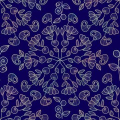 Iridescent floral line art mandala ornament 