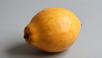 Single fresh loquat fruit on a gray background