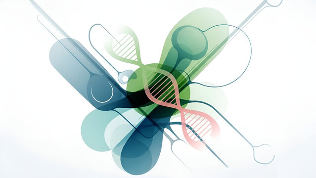 Genetic engineering concept with DNA strands and test tubes - Powered by Adobe