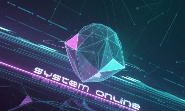 Futuristic, digital gem over network - Powered by Adobe