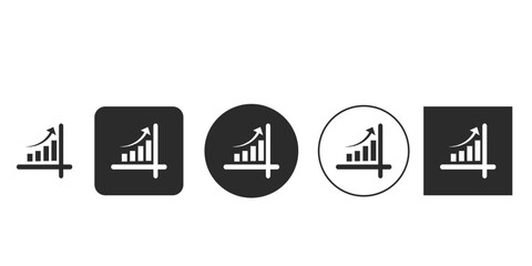 Fototapeta premium Business growth performance bar chart icon with rising arrow | Financial stock market increase and profit gain symbol vector | Upward trending sales and data analysis graphic element
