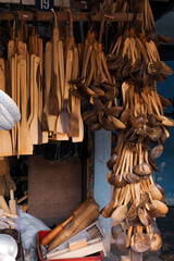 Rustic Wooden Spatulas and Coconut Ladles Traditional Kitchenware for Sale