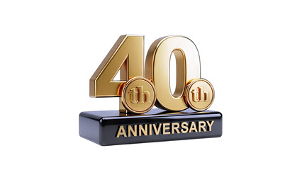 Golden 40th Anniversary Celebration on Black Base