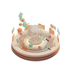 Isometric 3D Clay Model: Business Data Analytics Dashboard [Transparent PNG]