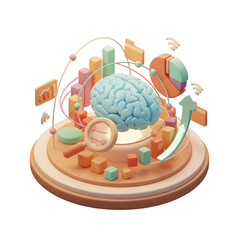 Isometric 3D Clay Model: Business Data Analytics Dashboard [Transparent PNG]