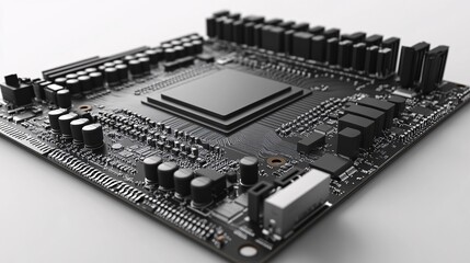 Isolated CPU with a chaotic design against a white background. This image showcases the intricate details of a processor, suitable for themes like technology, engineering, or innovation