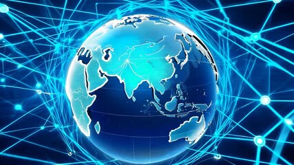 Digital earth network: global connections and data flow visualization - Powered by Adobe