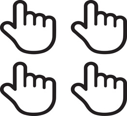 Obraz premium Four pointing hand icons in different orientations