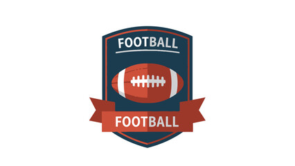 Obraz premium Vintage American Football Logo Emblem with Ball and Banner Isolated White Background