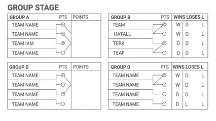 Football Soccer Tournament Group Stage Table Standings Outline Illustration