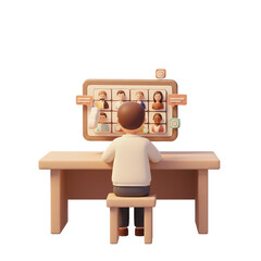 Isometric 3D Clay Model: Remote Team Video Conference [Transparent PNG]