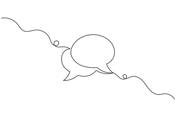 Obraz premium Two overlapping speech bubbles in a single line drawing, symbolizing communication and dialogue.