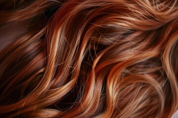 Naklejka premium Close up of wavy auburn hair with highlights