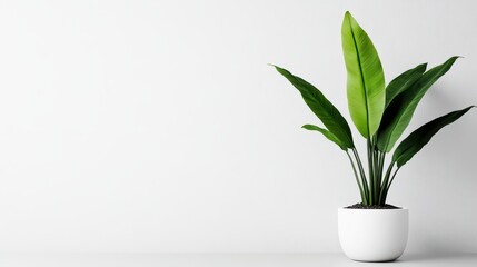 Indoor plant in white pot displayed on table lush green plant in white ceramic pot rests on table surface