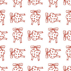 Bow and heart seamless pattern for Valentine Day