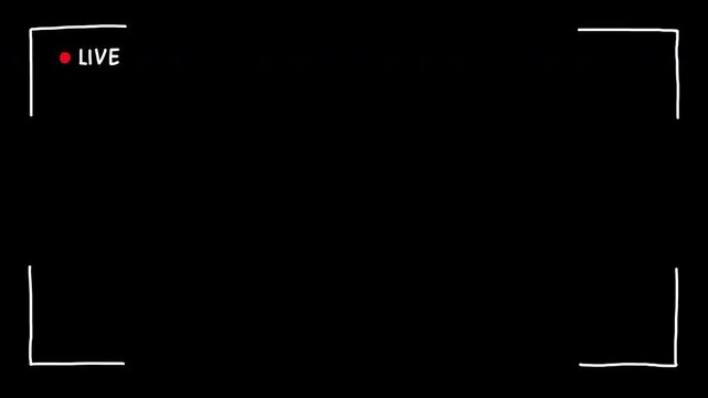 Live screen scribble motion graphic overlay with transparent background 4K alpha channel, Hand drawn live screen recording overlay scribble motion animation. Live Recording viewframe