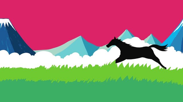 馬, 年賀状, 和風, 和柄, 新年, 動物, クリスマス, うま, ベクター, イラスト, manga