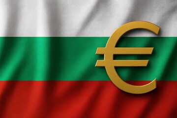 flag of Bulgaria with EUR currency symbol AI generated