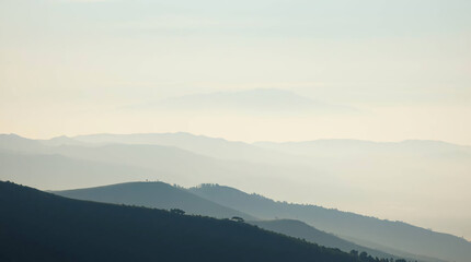 Naklejka premium mountain landscape with fog