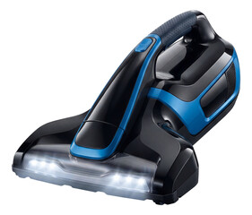 A vacuum with a wide nozzle and LED lights for better visibility in dark areas.