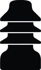 Silhouette of stacked insulators on white background Vector Illustration