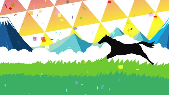 馬, 年賀状, 和風, 和柄, 新年, 動物, クリスマス, うま, ベクター, イラスト, manga