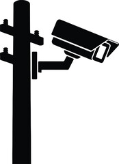 Silhouette security camera mounted on a utility pole vector illustration
