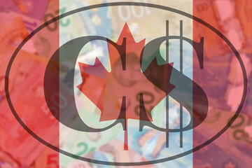 Canadian Finance - A conceptual graphic featuring the Canadian dollar (CAD) symbol and banknotes, representing Canada's economy, banking, and national trade