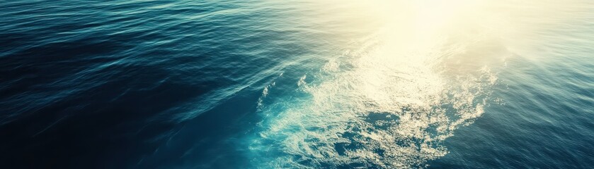 Obraz premium Boat sails vast ocean journeying across blue waters vessel glides across blue sea under open sky