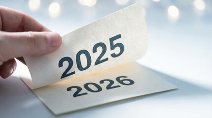 めくられる2026年のカレンダー、新年の希望と前向きなイメージ