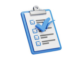 Clipboard with checklist icon isolated on transparent background