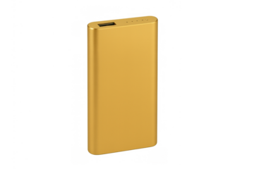 Portable gold power bank providing charge, essential mobile device accessory for on-the-go power and connectivity