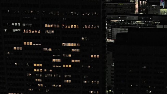 Night in Tokyo : Window Lights of the Skyscrapers Around the Terminal Station with the Silence of the Night  |  Shinjuku Skyscrapers Area, Tokyo, Japan
