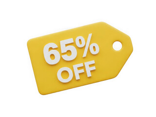 65% off sale tag isolated on transparent background