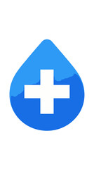 Fototapeta premium Blue water drop icon with white cross