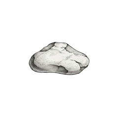 A realistic small stone icon in ink illustration sketch style.