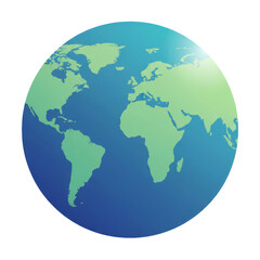 A simplified Earth globe map in gradient modern vector style.