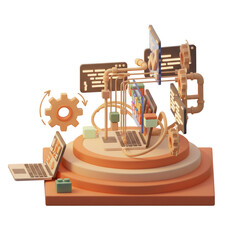 Isometric 3D Clay Model: Software Development and Coding [Transparent PNG]