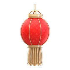 3D Rendering Traditional Red and Gold Chinese Lantern Decoration Celebration