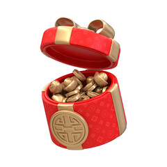 3D Rendered Elegant Gift Box with Golden Ingot for Lunar New Year Celebration