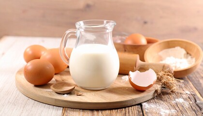 お菓子作りの基本素材 牛乳と卵1