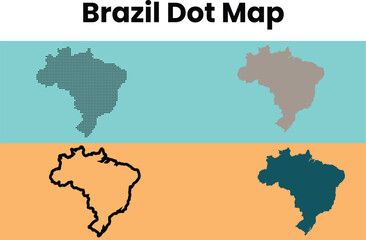 Naklejka premium Brazil Dot Map Vector Illustration,Dotted Map of Brazil
