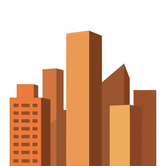 Modern skyscrapers in earthy tones isolated