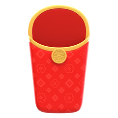Festive 3D Red and Gold Angpao Lucky Money Packet Illustration