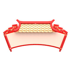 3D Rendered Chinese Style Banner Isolated on Black Background with Ornament