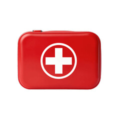 Obraz premium Red first aid kit with white cross symbol