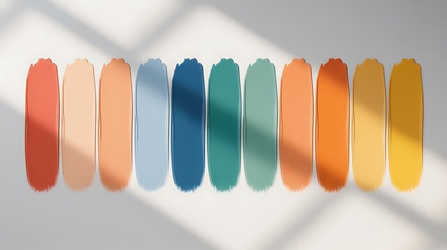 Elegant palette of color swatches displaying a variety of trending hues and tones for design and artistic inspiration