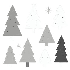 Obraz premium Stylized Christmas trees with stars and ornaments